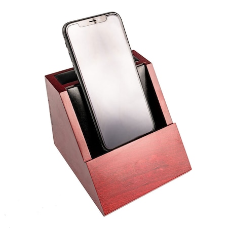 Dacasso Rosewood and Leather Desktop Cell Phone Holder AG-8050